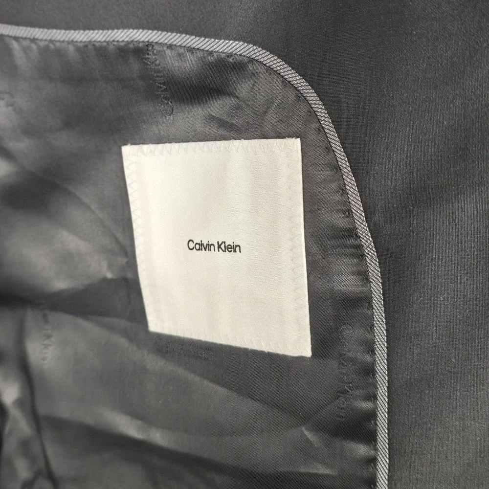 Calvin Klein Men Sport Coat Maxwell Black 46L Wool Blend Quiet Luxury Office NWT